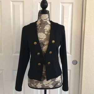 Black blazer with gold buttons